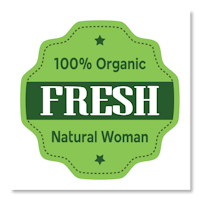 a badge with the words'100% organic fresh natural woman'